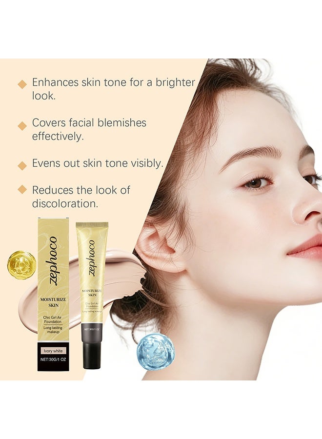 zephoco Blotting Foundation Liquid: Gentle, Lightweight, Hydrating, Natural, Adhesive-Free Foundation Liquid 30g (#Ivory white) - Image 5